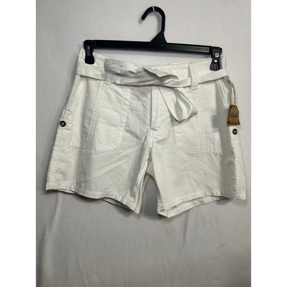 Khakis White Cotton Belted Utility Shorts Womens Size 4 Cargo Pockets